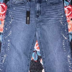 Fashion Nova Women's Denim Jeans with Star Details